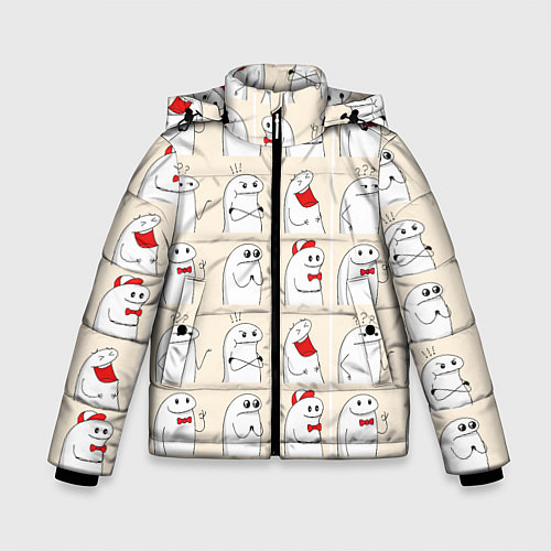 Зимняя куртка для мальчика Смешные мемы паттерн / 3D-Черный – фото 1