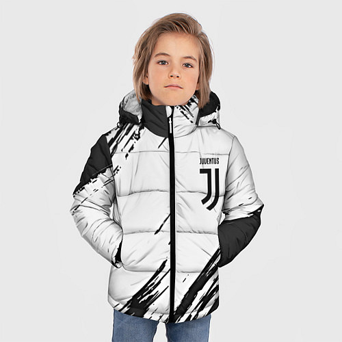 Зимняя куртка для мальчика Ювентус текстура спорт клуб / 3D-Красный – фото 3