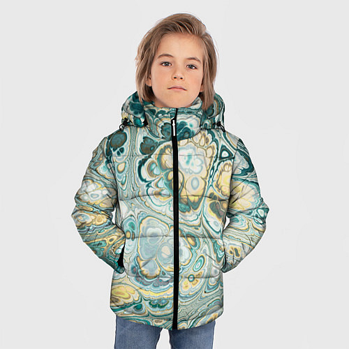 Зимняя куртка для мальчика Абстрактный разноцветный узор / 3D-Красный – фото 3
