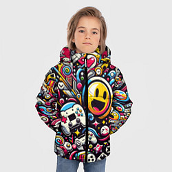 Куртка зимняя для мальчика Паттерн с играми, цвет: 3D-черный — фото 2