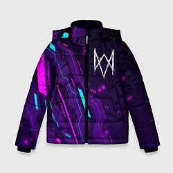 Куртка зимняя для мальчика Watch Dogs neon gaming, цвет: 3D-черный