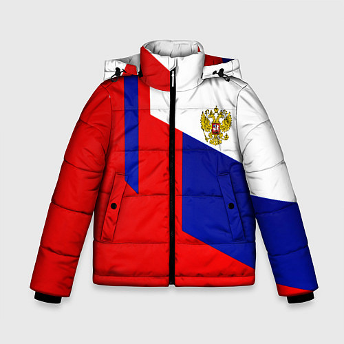 Зимняя куртка для мальчика Россия геометрия спортивная / 3D-Красный – фото 1
