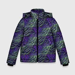 Куртка зимняя для мальчика Фиолетово-зеленые ромбики, цвет: 3D-черный