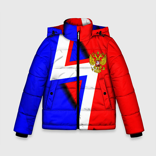 Зимняя куртка для мальчика Герб России спортивный стиль / 3D-Черный – фото 1