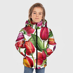 Куртка зимняя для мальчика Паттерн с тюльпанами, цвет: 3D-черный — фото 2