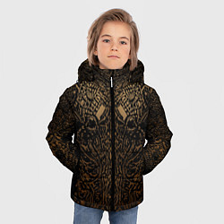 Куртка зимняя для мальчика Золотой узор маори, цвет: 3D-черный — фото 2