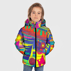 Куртка зимняя для мальчика Яркая графическая абстракция, цвет: 3D-черный — фото 2