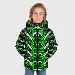 Куртка зимняя для мальчика Зелёно-белая техно броня, цвет: 3D-черный — фото 2