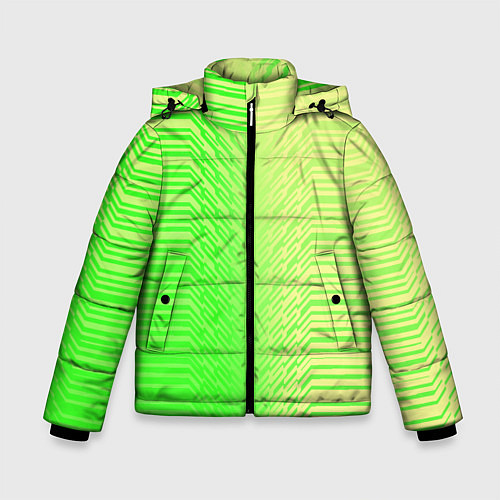 Зимняя куртка для мальчика Зелёные градиентные линии / 3D-Черный – фото 1