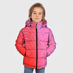 Куртка зимняя для мальчика Красные градиентные линии, цвет: 3D-черный — фото 2