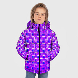 Куртка зимняя для мальчика Фиолетовые квадраты на белом фоне, цвет: 3D-светло-серый — фото 2
