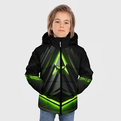 Зимняя куртка для мальчика Green black nvidia style / 3D-Красный – фото 3