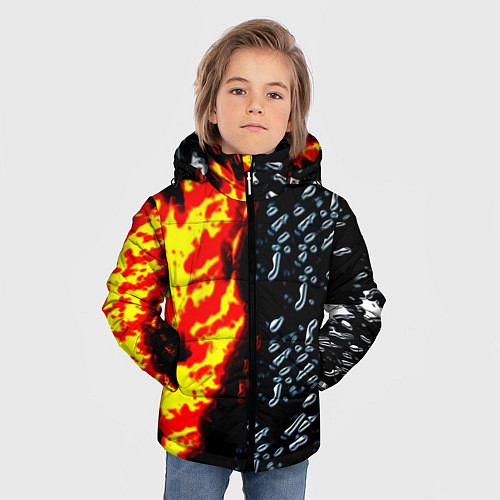 Зимняя куртка для мальчика Текстура огня и воды / 3D-Красный – фото 3