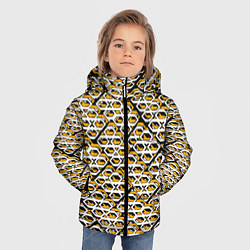 Куртка зимняя для мальчика Жёлто-белый узор на чёрном фоне, цвет: 3D-черный — фото 2