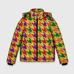 Куртка зимняя для мальчика Цветные гусиные лапки принт, цвет: 3D-красный