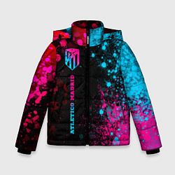 Куртка зимняя для мальчика Atletico Madrid - neon gradient по-вертикали, цвет: 3D-черный