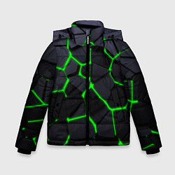 Куртка зимняя для мальчика Зеленые плиты киберпанк, цвет: 3D-светло-серый
