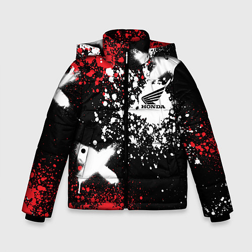 Зимняя куртка для мальчика Хонда на фоне граффити и брызг красок / 3D-Черный – фото 1