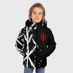 Куртка зимняя для мальчика Ведьмак - белые руны, цвет: 3D-черный — фото 2