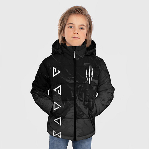 Зимняя куртка для мальчика Ведьмак - знаки начальной магии / 3D-Красный – фото 3