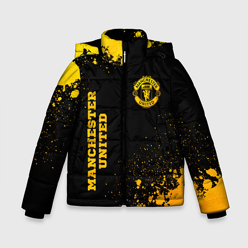 Зимняя куртка для мальчика Manchester United - gold gradient вертикально / 3D-Черный – фото 1