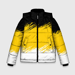 Куртка зимняя для мальчика Имперский флаг России штриховка, цвет: 3D-черный
