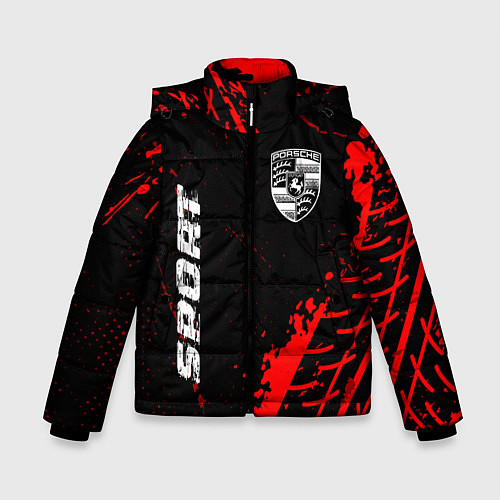 Зимняя куртка для мальчика Porsche red sport tires / 3D-Черный – фото 1