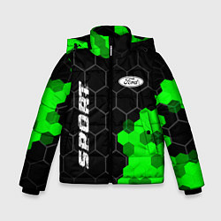 Куртка зимняя для мальчика Ford green sport hexagon, цвет: 3D-черный