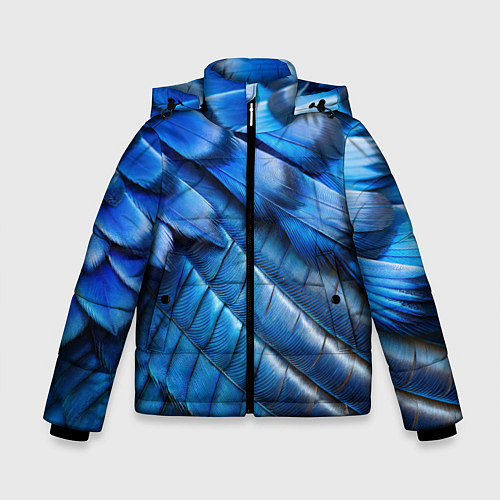 Зимняя куртка для мальчика Перья птицы сойка / 3D-Черный – фото 1
