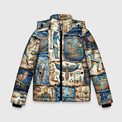 Куртка зимняя для мальчика Пэчворк из Египетских мотивов, цвет: 3D-светло-серый