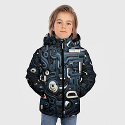 Куртка зимняя для мальчика Паттерн-узор из толстых линий, цвет: 3D-светло-серый — фото 2