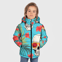 Куртка зимняя для мальчика Черепа в отпуске, цвет: 3D-черный — фото 2