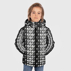 Куртка зимняя для мальчика Чёрно-белые квадраты, цвет: 3D-светло-серый — фото 2