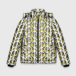 Куртка зимняя для мальчика Жёлто-белый паттерн конструкция, цвет: 3D-светло-серый