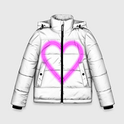 Куртка зимняя для мальчика Неоновое сиреневое сердце, цвет: 3D-светло-серый
