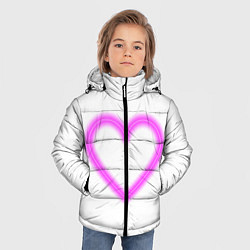 Куртка зимняя для мальчика Неоновое сиреневое сердце, цвет: 3D-черный — фото 2