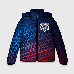 Куртка зимняя для мальчика GTA неоновые соты, цвет: 3D-черный