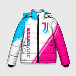 Куртка зимняя для мальчика Juventus neon gradient style вертикально, цвет: 3D-черный