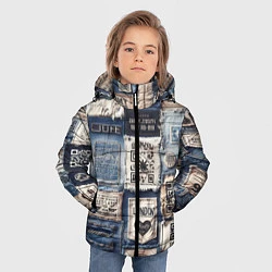 Куртка зимняя для мальчика Пэчворк джинсы из Лондона, цвет: 3D-светло-серый — фото 2