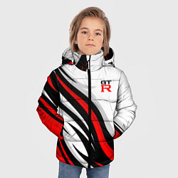 Куртка зимняя для мальчика Nissan GTR - красные языки пламени, цвет: 3D-черный — фото 2