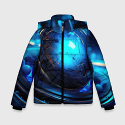 Куртка зимняя для мальчика Кислотная синяя яркая неоновая абстракция, цвет: 3D-черный