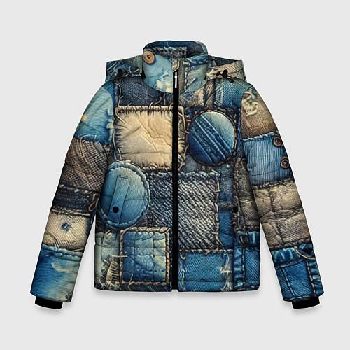 Зимняя куртка для мальчика Denim patchwork - ai art / 3D-Светло-серый – фото 1