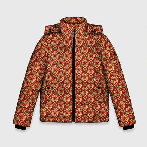 Зимняя куртка для мальчика Звезды в стиле СССР / 3D-Черный – фото 1