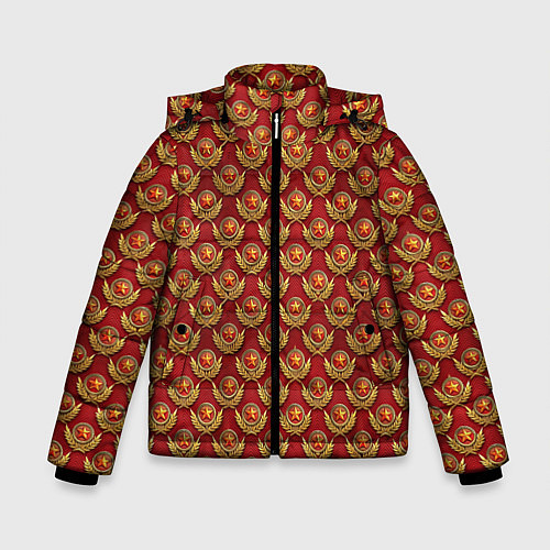 Зимняя куртка для мальчика Красные звезды СССР / 3D-Черный – фото 1