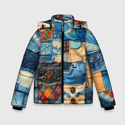 Зимняя куртка для мальчика Vanguard denim patchwork - ai art / 3D-Светло-серый – фото 1