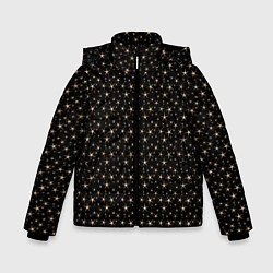 Куртка зимняя для мальчика Чёрный с золотыми звёздочками паттерны, цвет: 3D-черный