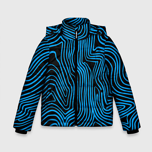 Зимняя куртка для мальчика Синие линии узор / 3D-Черный – фото 1