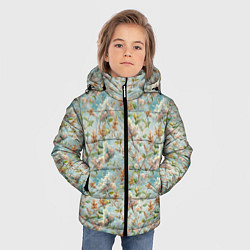 Куртка зимняя для мальчика Сирень цветы паттерн, цвет: 3D-светло-серый — фото 2