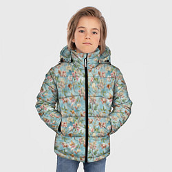 Куртка зимняя для мальчика Сирень и цветочки, цвет: 3D-черный — фото 2