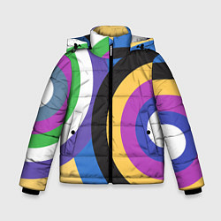 Куртка зимняя для мальчика Разноцветные круги, абстракция, цвет: 3D-черный